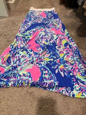 Lilly Pulitzer Neon Floral Maxi Skirt - Pink, Blue & Lime